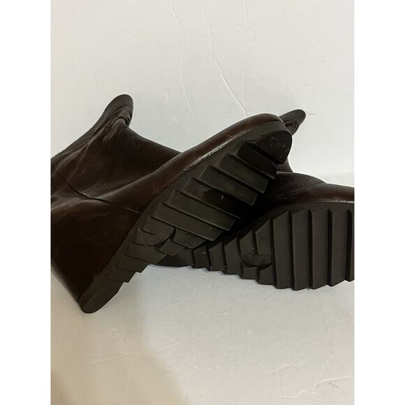 ASH •38/ US 7.5• Hidden Wedge Ankle Boots Rear Zip Brown Leather - Picture 5 of 6